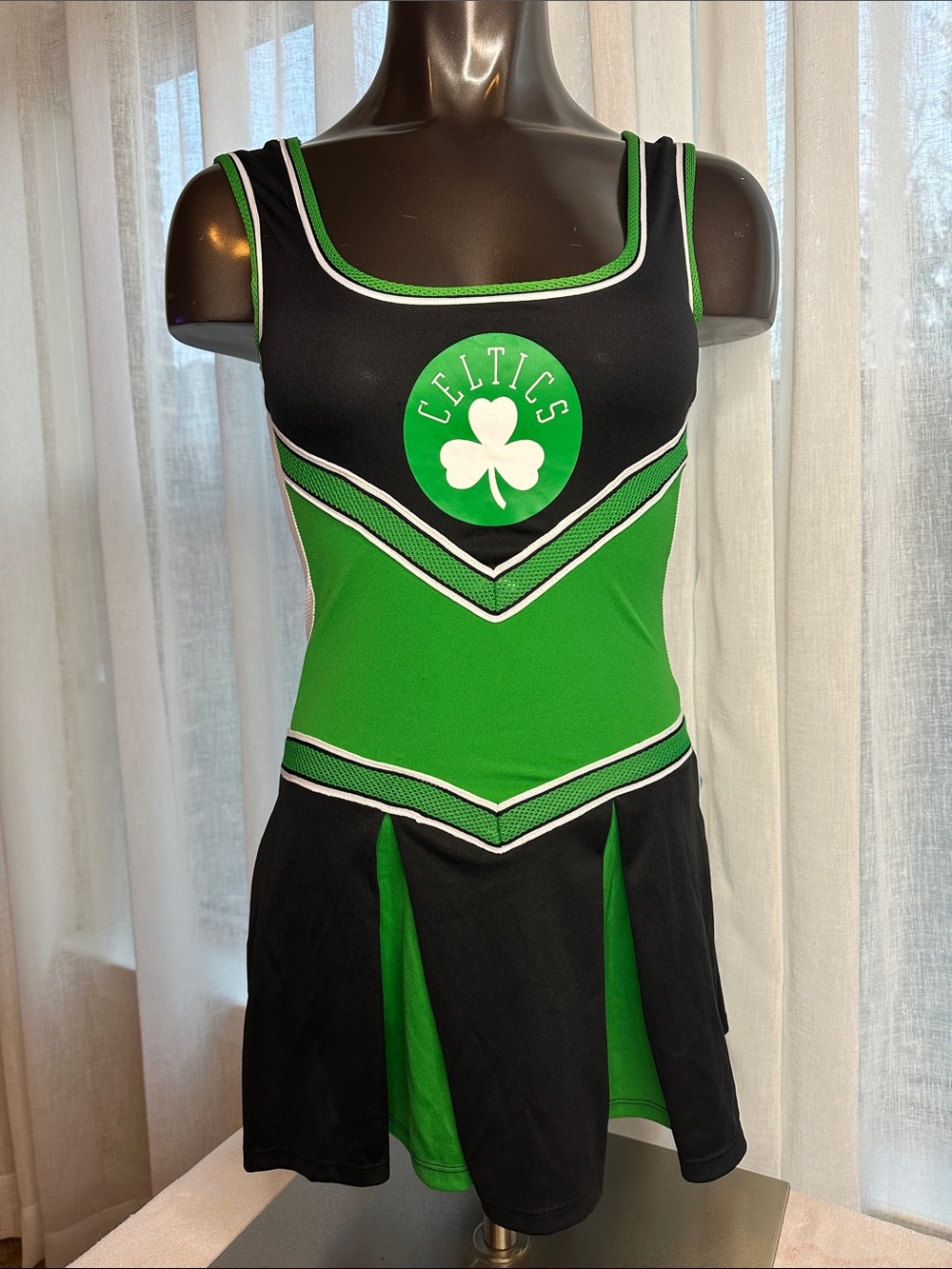 NBA Leg Avenue  Celtics Green and Black Cheer-Style Mini Dress